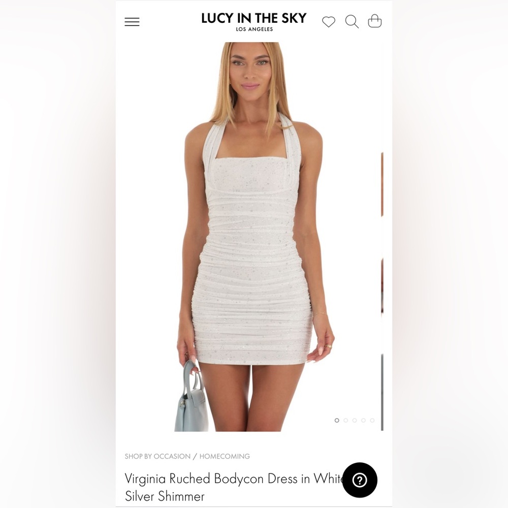 White glitter ruched mini dress